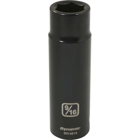 Dynamic 1/2" Drive Deep Socket, Black Phosphate, Tools 1/2" Drive 6 Point SAE, 9/16" Deep Length D014518
